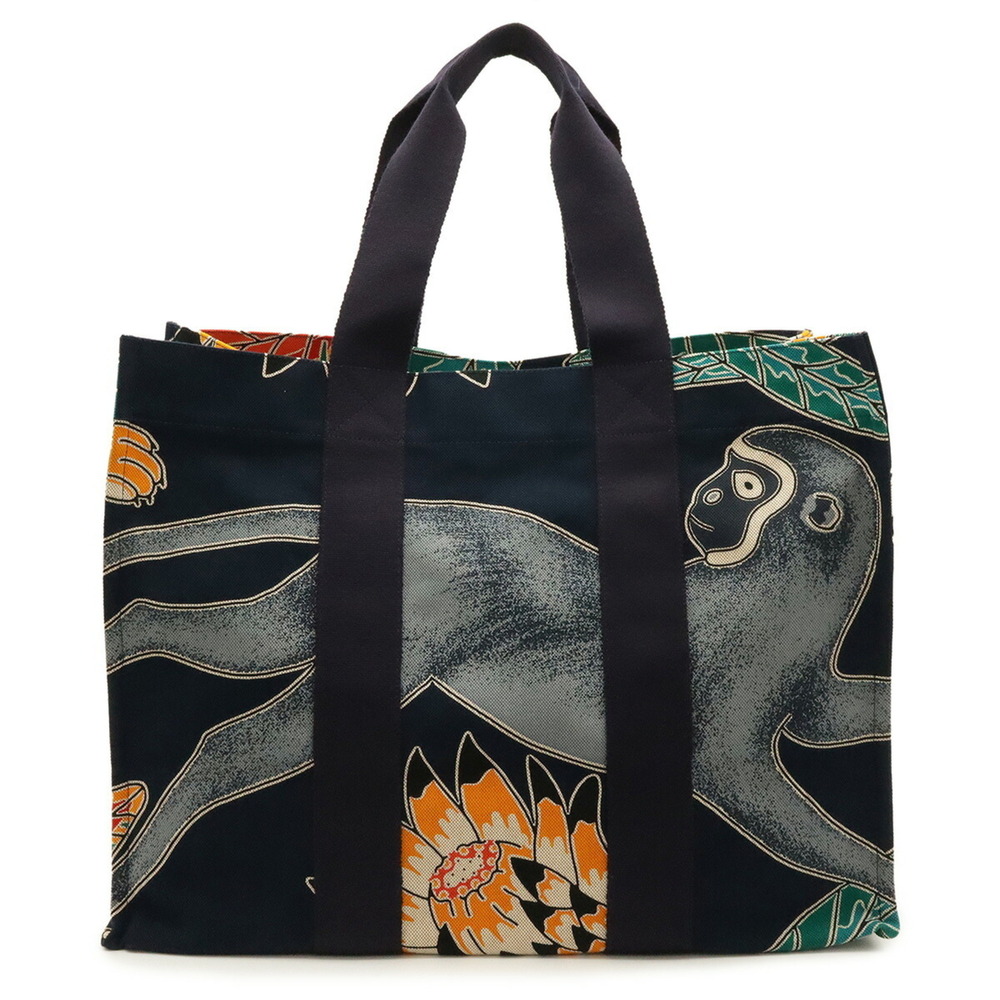 HERMES Hermes Tote Bag Large Beach Shoulder Savannah Dance Canvas Dark Navy M...